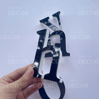 Chữ Nổi Đen Gương in thường T2 cao 5-10cm (tuỳ chữhợp với in hoa 10cm) dày 15mm trang trí nhà cửa, biển quảng cáo, decor