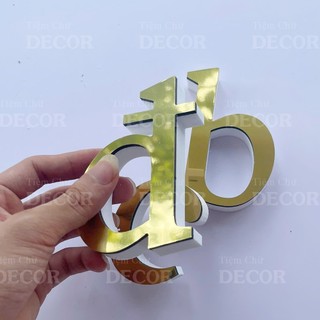 Chữ Nổi Vàng Gương in thường T2 cao 5-10cm (tuỳ chữ) hợp với in hoa 10cm dày 15mm trang trí nhà cửa, biển quảng cáo, dec