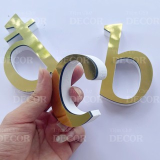 Chữ Nổi Vàng Gương in thường T2 cao 5-10cm (tuỳ chữ) hợp với in hoa 10cm dày 15mm trang trí nhà cửa, biển quảng cáo, dec