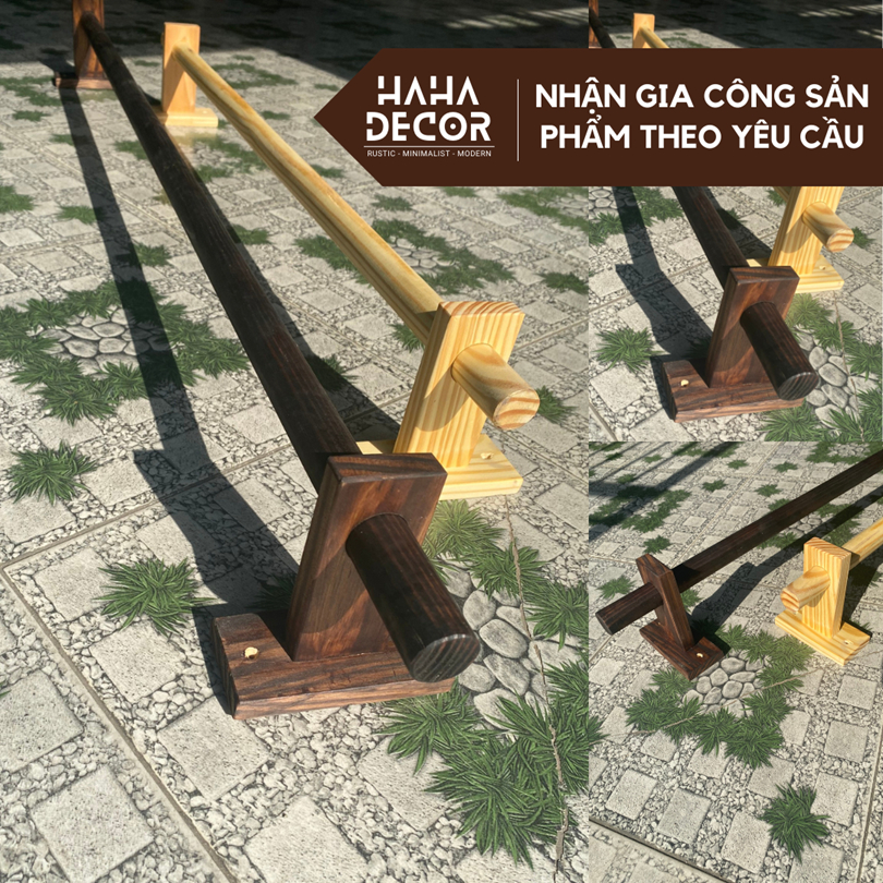 Bộ 2 chốt gỗ treo rèm gỗ thông mỹ, pát treo sào, Phụ kiện treo rèm ...