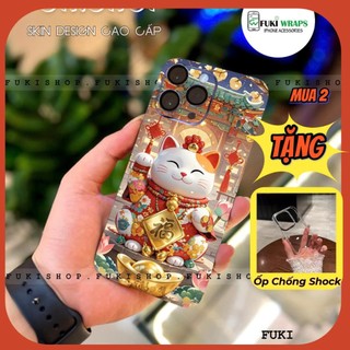 Miếng dán Skin Mặt Lưng Mèo thần tài MS036 FULL VIỀN Dành cho 15 pro max 14 pro max 13 pro max - FukiShop