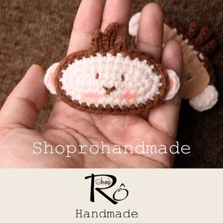 Kẹp tóc khỉ con đáng yêu cho nữ và bé gái 6cm bằng len |Đồ cặp tóc mái dễ thương |Shop Rô Handmade