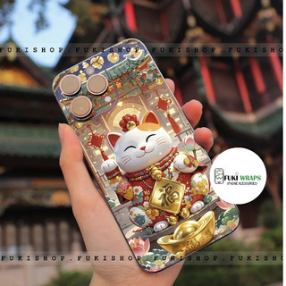 Miếng dán Skin Mặt Lưng Mèo thần tài MS036 FULL VIỀN Dành cho 15 pro max 14 pro max 13 pro max - FukiShop