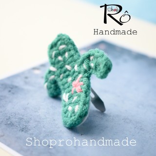 Kẹp tóc xương rồng có hoa bằng len cho nữ và bé gái 5cm |Cặp tóc mái xinh xắn |Shop Rô Handmade