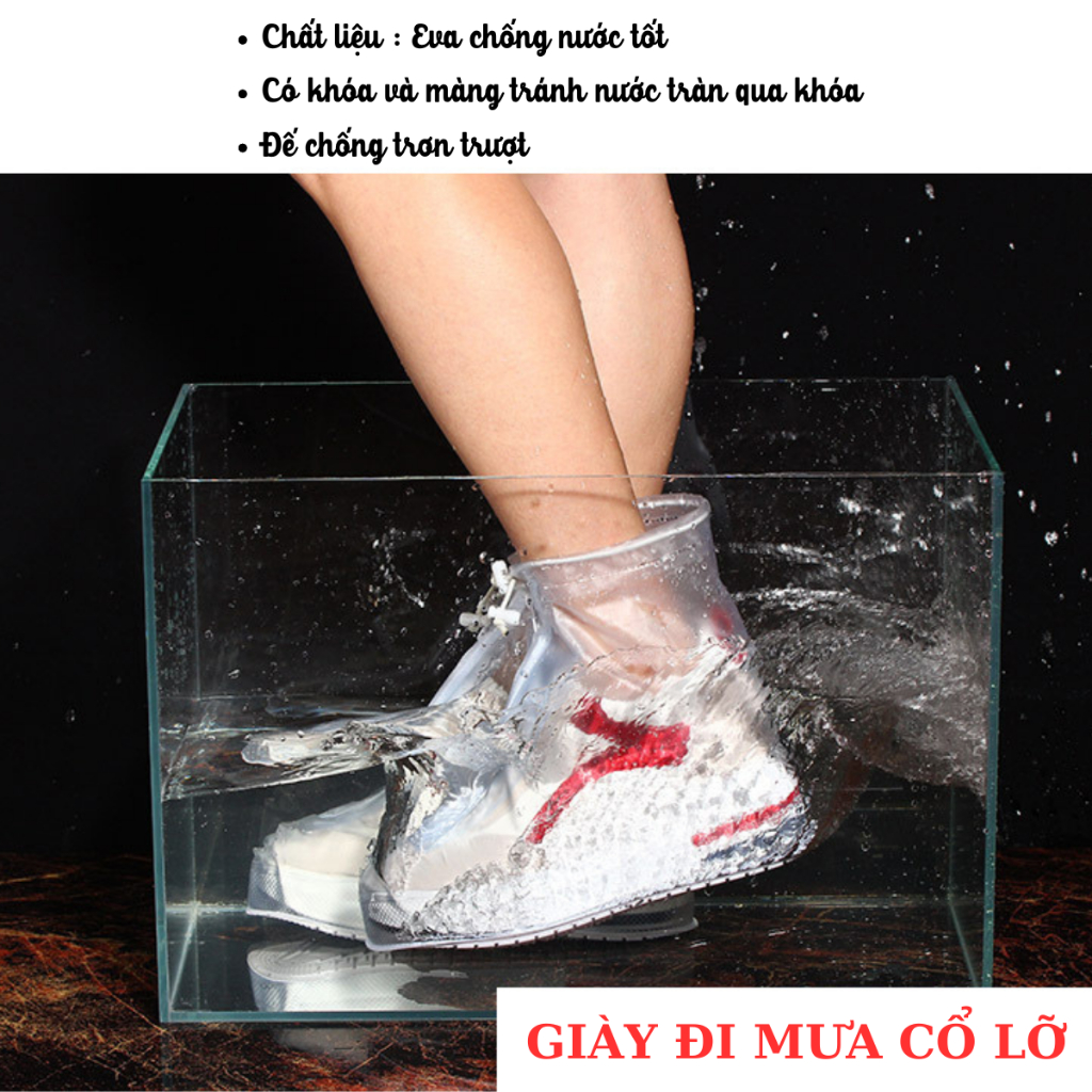 Giày đi mưa nam nữ cổ lỡ eva chống nước, chống trơn trượt. Bọc giày đi mưa chống ướt giày (có khóa) | BigBuy360 - bigbuy360.vn