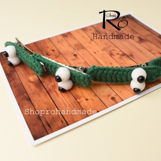 Kẹp tóc bé sâu xanh dễ thương cho nữ và bé gái 4.5cm |Cặp tóc mái len Handmade |Shop Rô Handmade