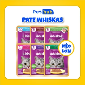 Pate Whiskas Thức ăn cho mèo dạng xốt gói 80g cho mèo trên 1 tuổi