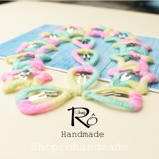 Kẹp tóc hình ngôi sao năm cánh len cute cho bé gái 3cm |Cặp tóc mái bên đẹp |Shop Rô Handmade
