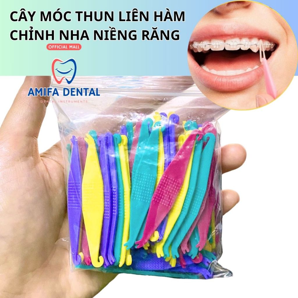 Set 100 Cây Móc Chun Liên Hàm Niềng Răng, Cây Móc Thun Liên Hàm, Móc Chun Chỉnh Nha, Cây Cao Su Niềng Răng