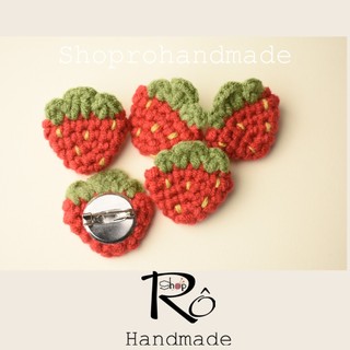Ghim cài áo trái dâu đá Đà Lạt xinh xắn 3cm |Pin, trâm cài balo, cặp, huy hiệu |Shop Rô Handmade