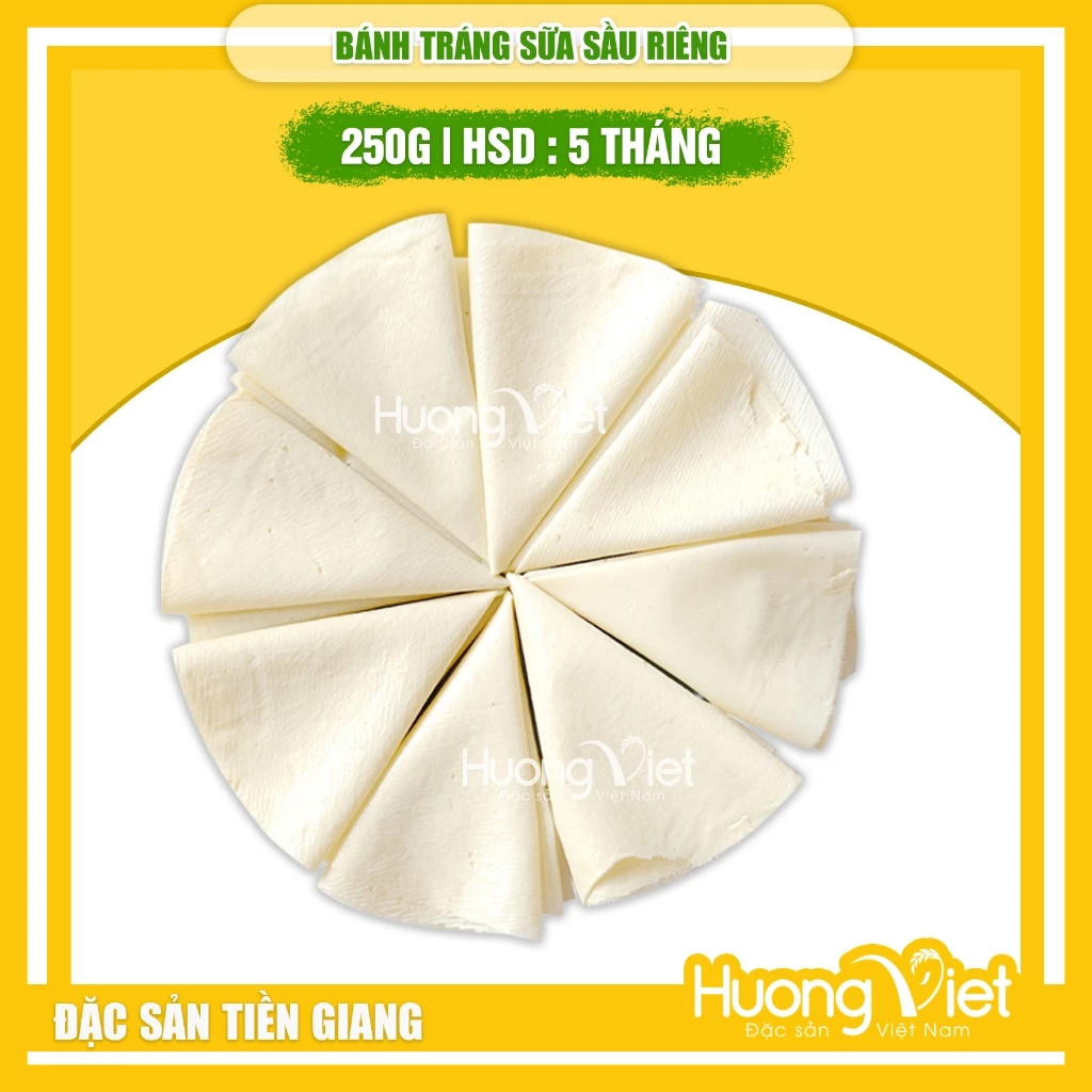 Bánh tráng sữa Hoàng Dung 250g, vị sầu riêng đặc biệt, bánh phồng sữa miền tây [TÚI 7 BÁNH]