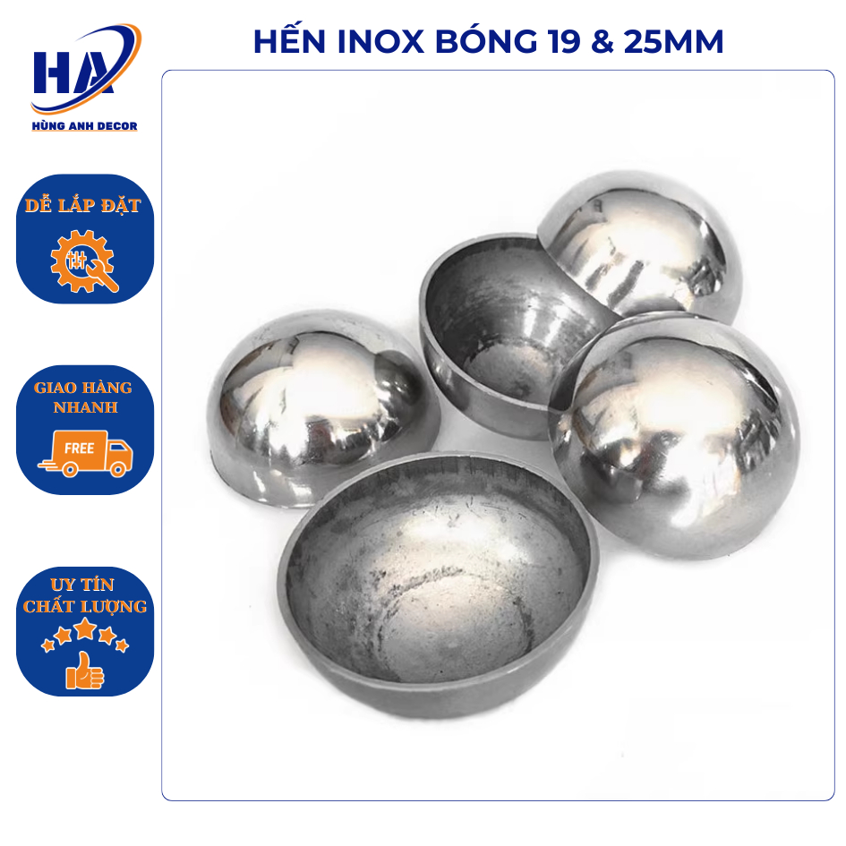 Hến inox, nửa quả cầu inox 19mm & 25mm cao cấp đánh bóng gương | Shopee ...
