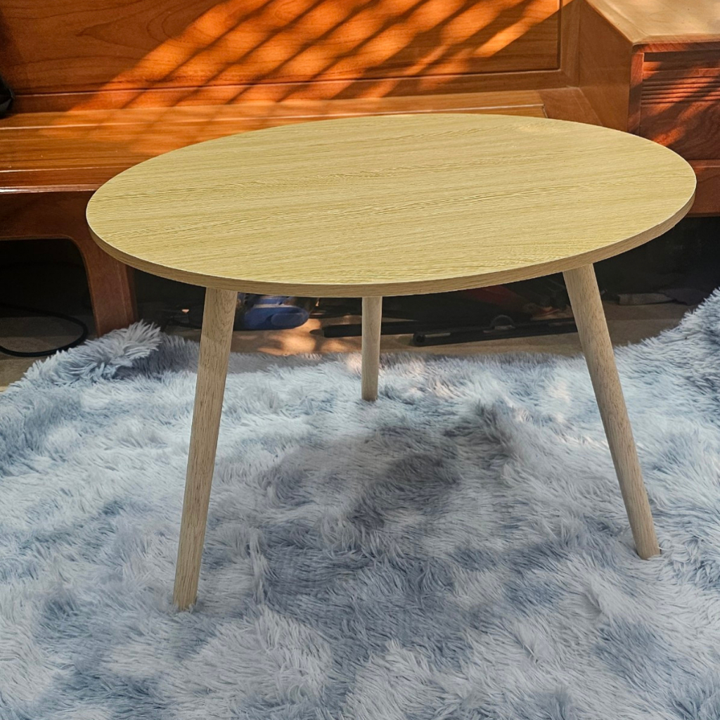 Bàn trà tròn sofa, bàn tròn cafe ngồi bệt chân gỗ tự nhiên tiện ích