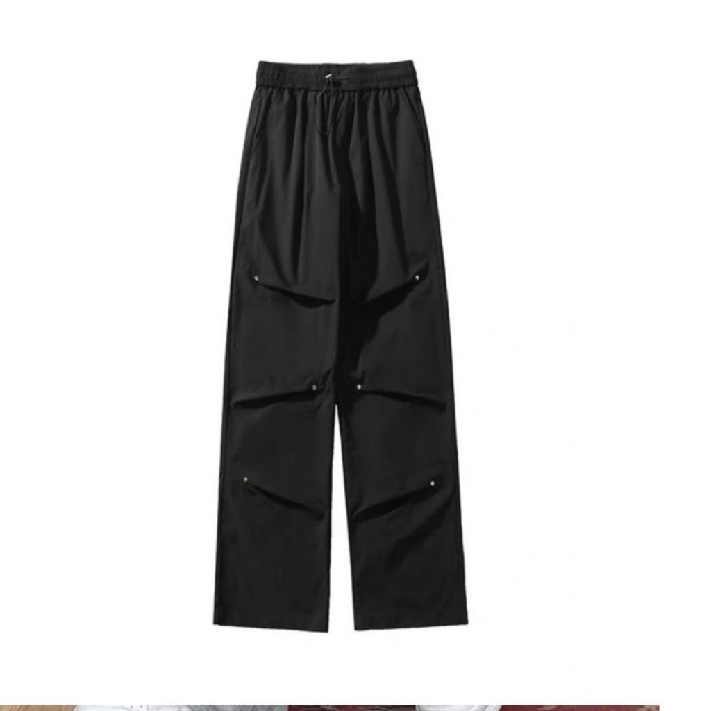 Quần ống rộng kaki nam nữ có gắn đinh tạo kiểu độc lạ Quần ống suông rút cạp hiiphop cá tính unisex ngầu T384G MONOKA