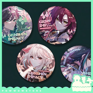 [Sẵn VN] Huy Hiệu Pin Ghim Dạng Tròn 58mm Cài Áo / Túi / Balo Màn PE Nhũ Bạc Phong Cách Game Genshin Impact