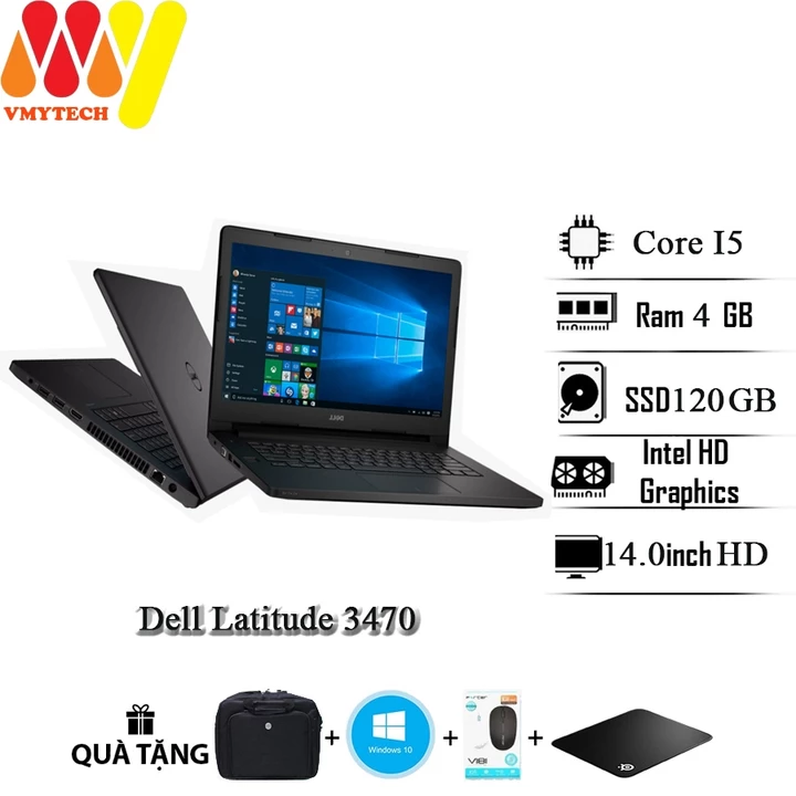 Laptop Dell Latitude 3470, Core i5-6200U, Ram 4GB, SSD 120GB, 14inch HD, Laptop cũ lướt giá rẻ