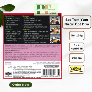 Hộp Tom Yum Nước Cốt Dừa 2 trong 1 hiệu Lobo. Tomyum Creamed Coconut --> Tom Yum hộp giấy 2:1