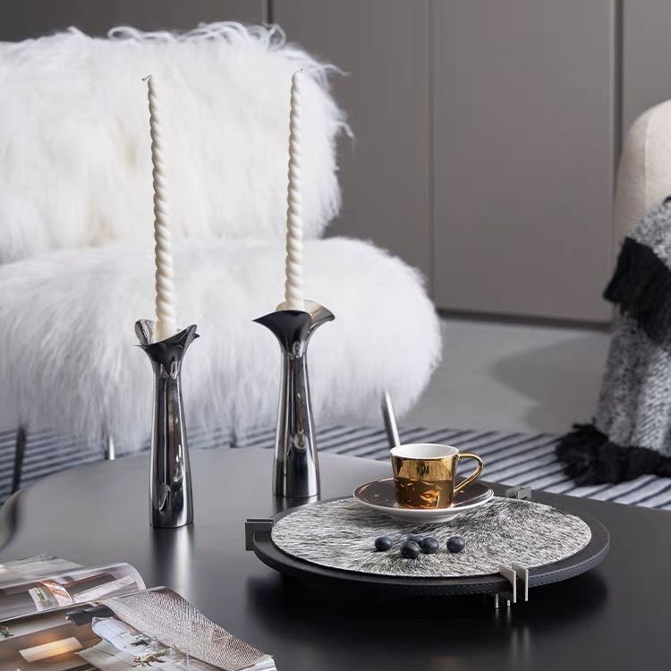 Khay Gỗ Óc Chó Black Walnut Lót Lông Decor Trang Trí Sang Trọng
