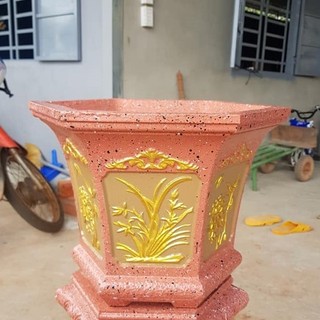 Khuôn chậu cảnh lục giác rộng 31cm kèm chân quỳ nhựa ABS