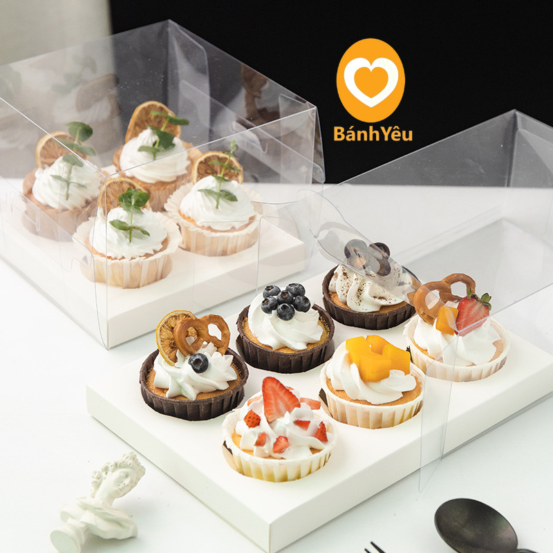 Hộp Mica trong suốt đựng bánh Cupcake 4/6 ô, Hộp quà tặng, Giáng Sinh, sinh nhật