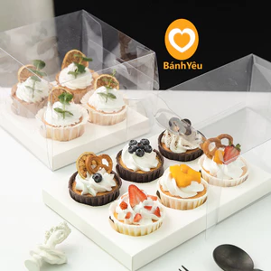 Hộp Mica trong suốt đựng bánh Cupcake 4/6 ô, Hộp quà tặng, Giáng Sinh, sinh nhật