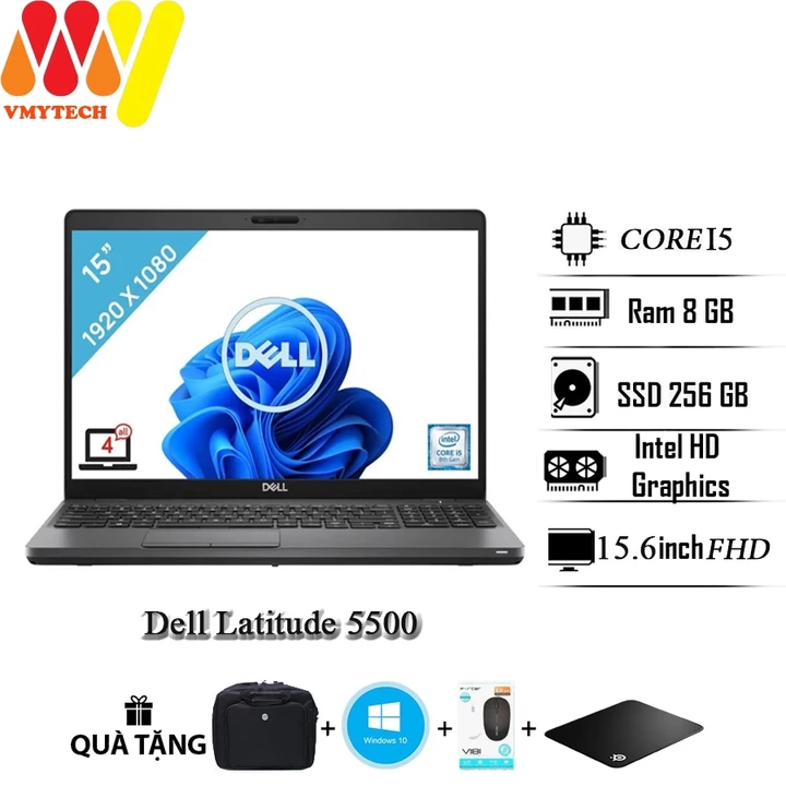 Laptop Dell Latitude 5500, Core i5-8250U, Ram 8GB, SSD 256GB, 15.6inch Full HD, laptop cũ giá rẻ