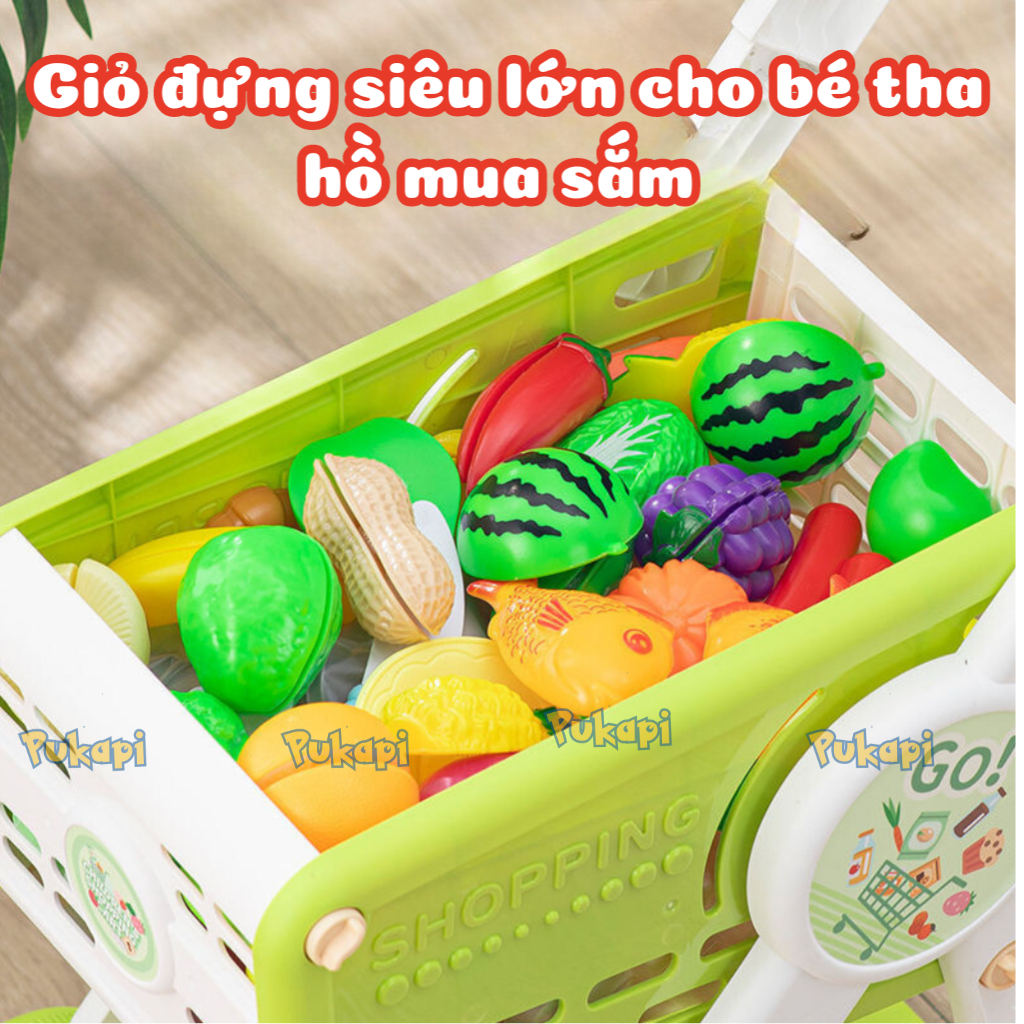 Đồ Chơi Xe Đẩy Siêu Thị Mua Sắm Trái Cây Đồ Chơi Nấu Ăn Nhà Bếp Bán Hàng Siêu Thị Hoa Quả Cho Bé- Đồ Chơi Cho Bé PUKAPI