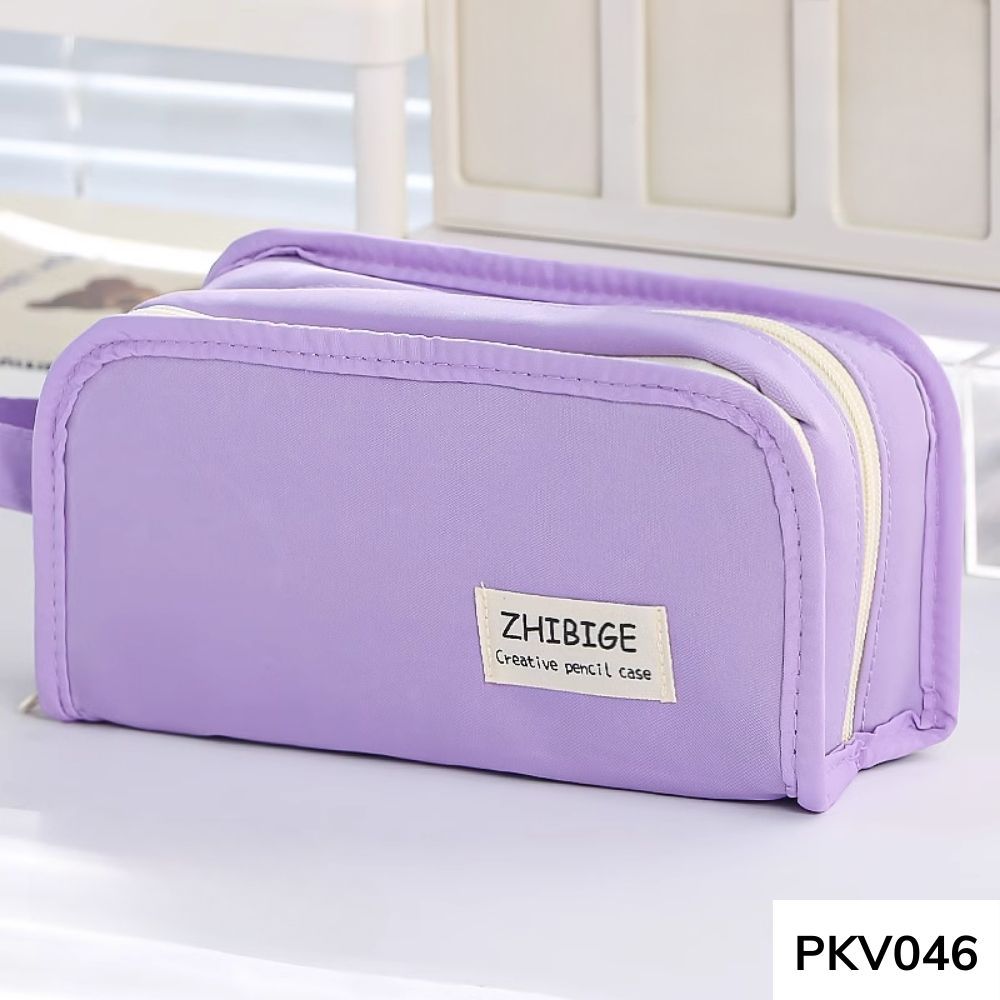 Túi đựng bút , túi để đồ trang điểm nhiều ngăn dung tích lớn phong cách basic ulzzang dành cho học sinh PKV046 gagastore
