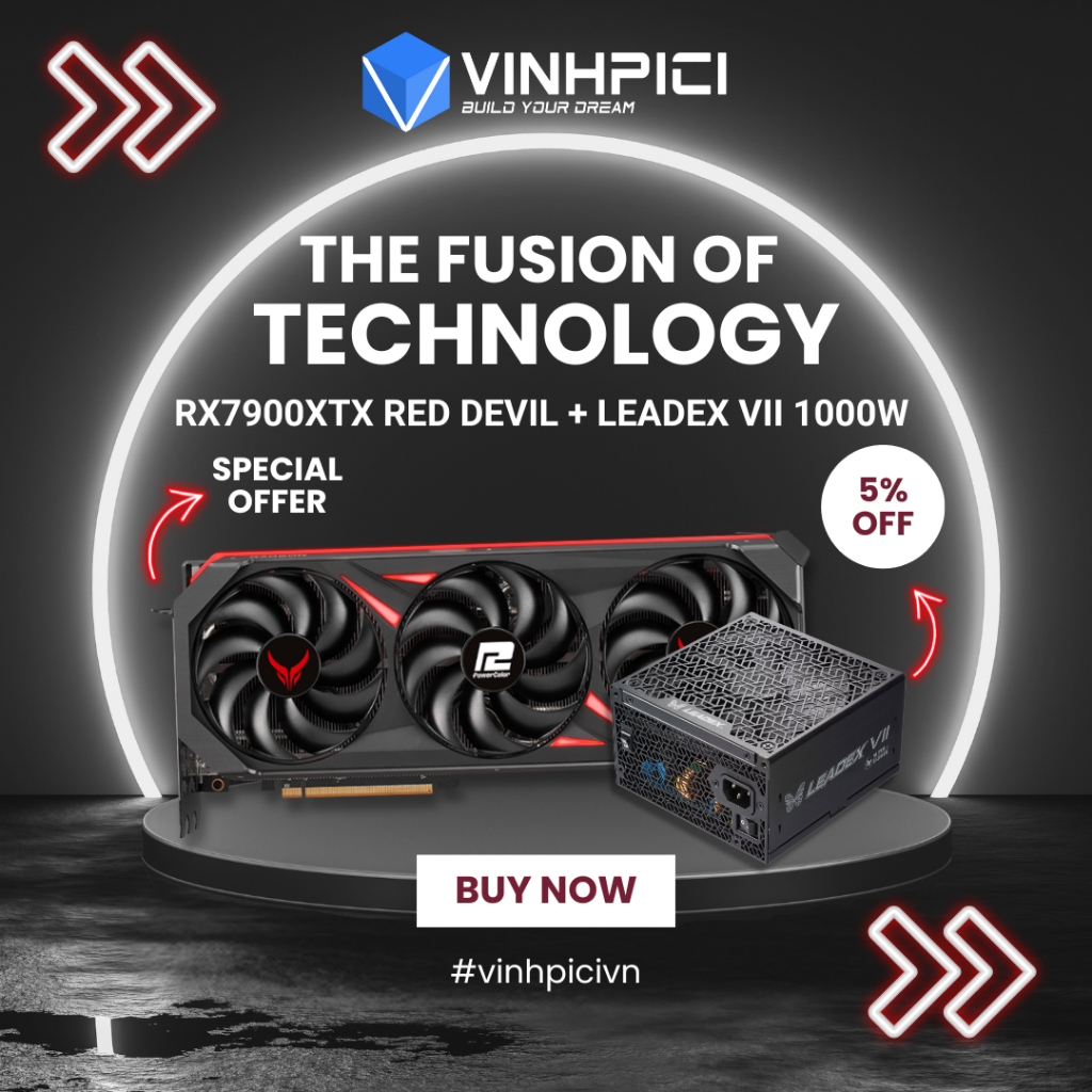 Combo AMD VGA POWERCOLOR RX 7900XTX RED DEVIL + Nguồn SuperFlower ...
