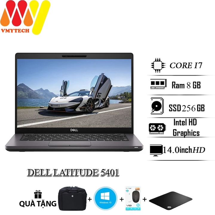 Laptop Dell Latitude 5401, Intel Core i5 - 9300H, Ram 8GB, SSD 256GB, màn hình 14inch FHD, Dell 5401 laptop cũ giá rẻ