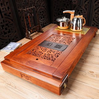 Khay trà điện gỗ nguyên khối dày dặn cao cấp kèm bộ bếp điện thông minh đun nước pha trà tại bàn - Bảo Hành 1 Năm
