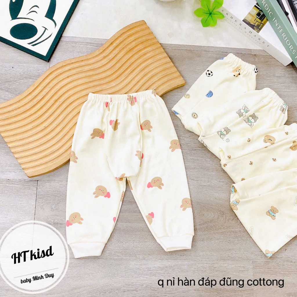 Quần dài chục COTTON NỈ HÀN đáp đũng cho bé trai bé gái họa tiết thú đáng yêu 3-13kg mesocshop