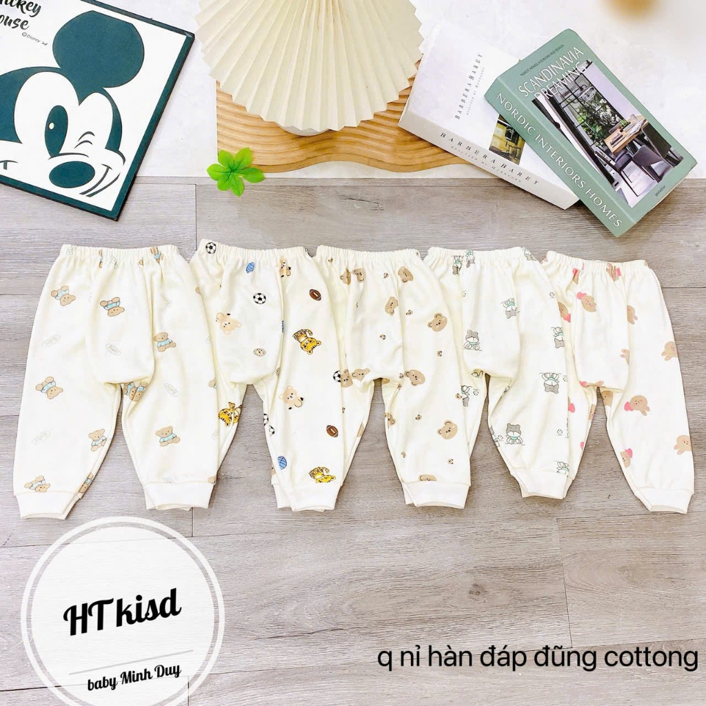 Quần dài chục COTTON NỈ HÀN đáp đũng cho bé trai bé gái họa tiết thú đáng yêu 3-13kg mesocshop