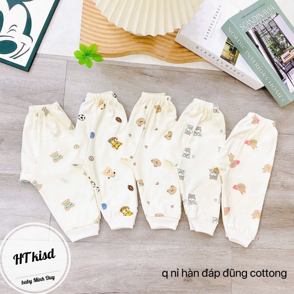 Quần dài chục COTTON NỈ HÀN đáp đũng cho bé trai bé gái họa tiết thú đáng yêu 3-13kg mesocshop