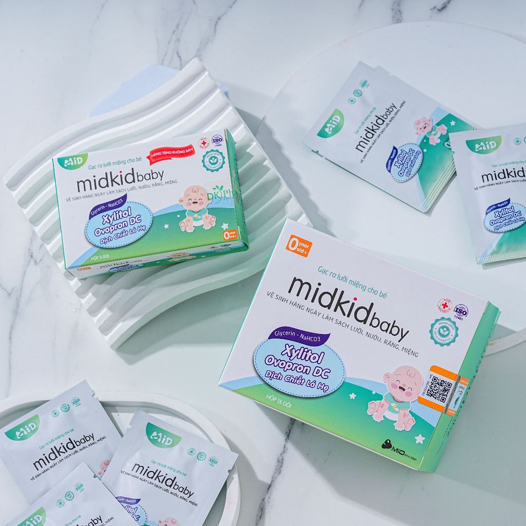 Ảnh Gạc rơ lưỡi MidkidBaby hộp 50 gói ướt cho bé sơ sinh - Tặng hộp gạc 5 gói + Lốc 4 hộp nước muối sinh lý 3