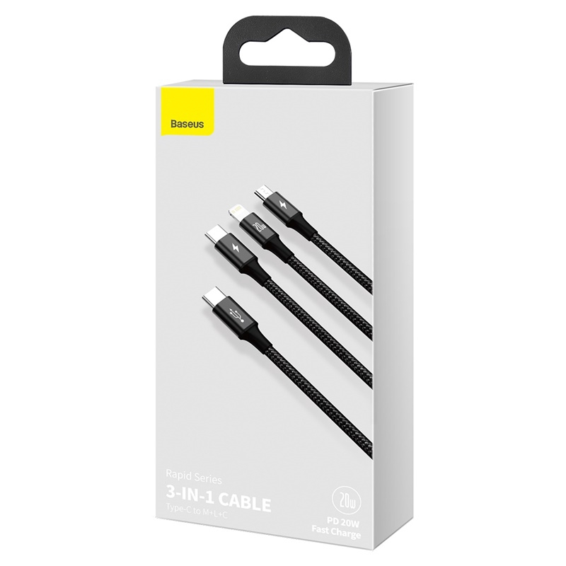 Cáp Dữ Liệu/Sạc Nhanh 20W Baseus 3 Trong 1 Type-C cho tất cả Phone 20W PD Dành Cho Huawei Xiaomi