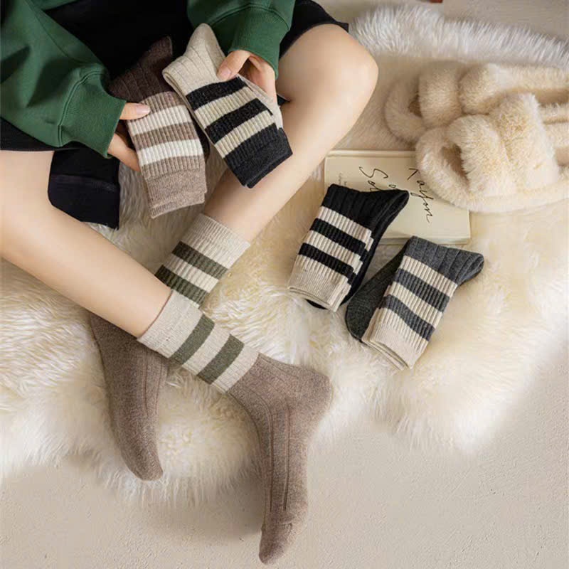 Tất Nữ - Set 10 Đôi Tất vớ nữ Cổ Cao Kiểu Dáng 3 Sọc Ngang Thấm Hút Mồ Hôi Thoáng Mát (Tuyển   )