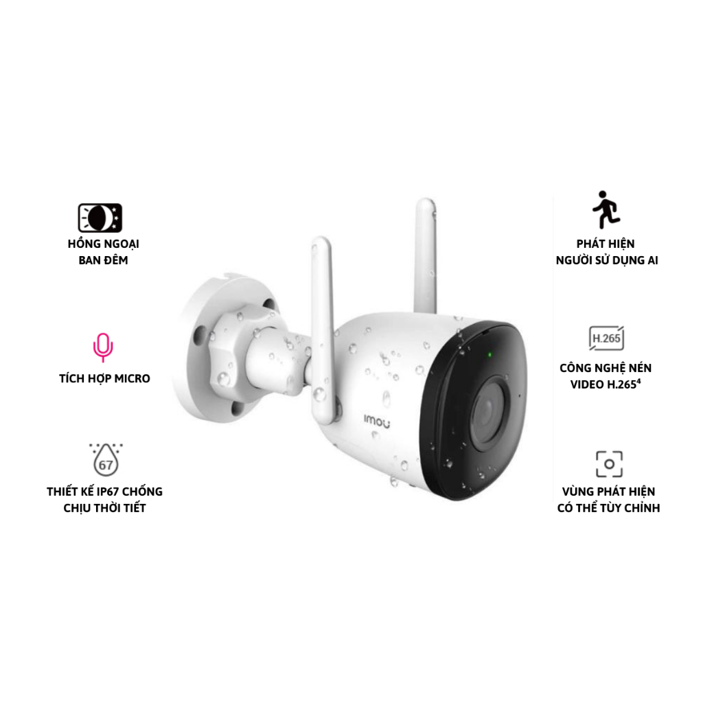 Camera Wifi Ngoài Trời IMOU BULLET 2C Có MIC Hồng Ngoại Phát Hiện Người