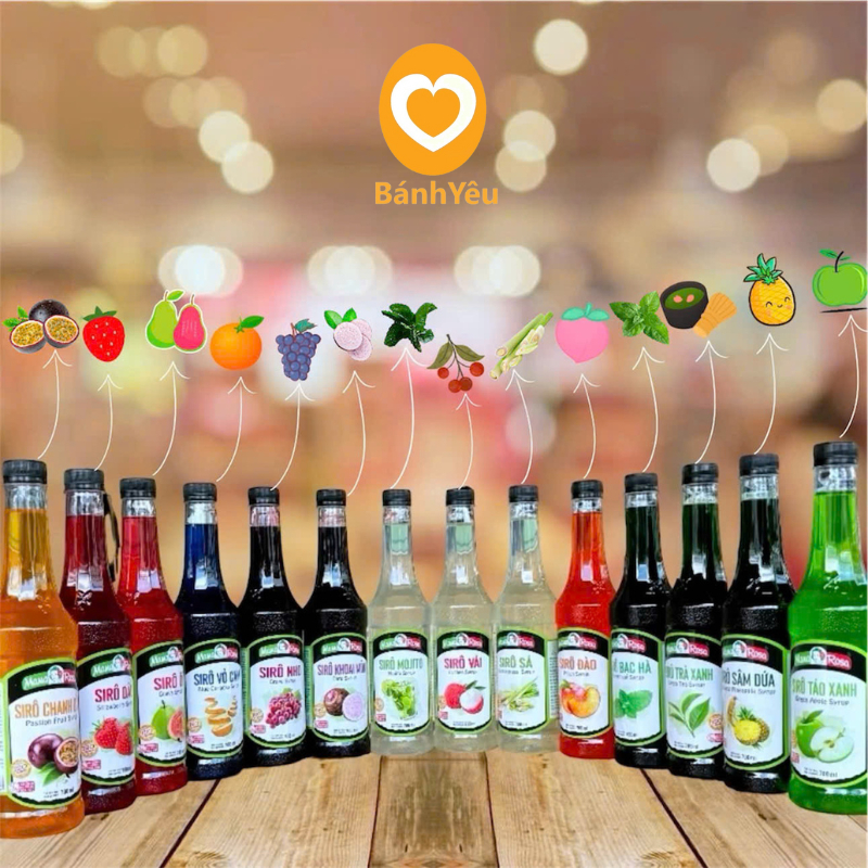 Siro Mama Rosa 700ml đủ hương vị tự chọn (dâu, đào, kiwi, vải,...)