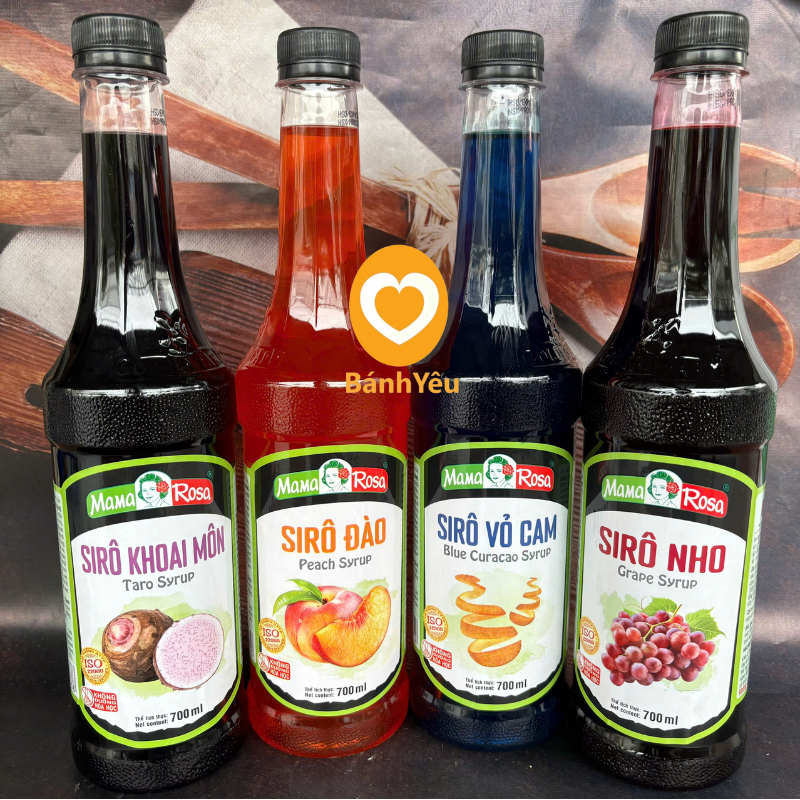 Siro Mama Rosa 700ml đủ hương vị tự chọn (dâu, đào, kiwi, vải,...)