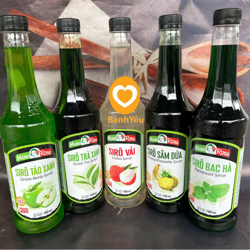 Siro Mama Rosa 700ml đủ hương vị tự chọn (dâu, đào, kiwi, vải,...)
