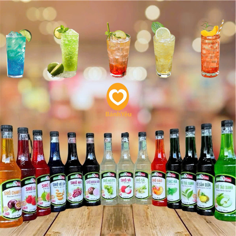 Siro Mama Rosa 700ml đủ hương vị tự chọn (dâu, đào, kiwi, vải,...)