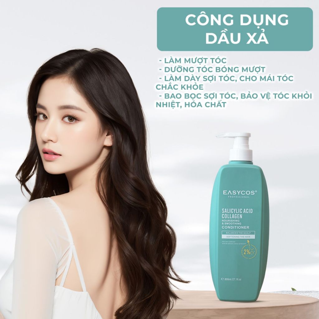 Cặp Dầu Gội Xả EASYCOS 800mlx2 | Sạch Da Đầu, Dưỡng Tóc Mềm Mượt Cho Tóc Dầu & Khô Xơ