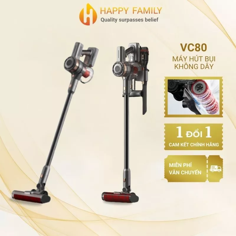 Máy hút bụi không dây Deerma VC80 lực hút mạnh, Máy hút bụi cầm tay có đầu hút nệm, màn hình LED, pin tháo rời — ảnh 1