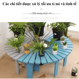 Ghế gốc cây ngoài trời gỗ thông sơn ngoại thất bền đẹp dày dặn - Ghế gỗ bán nguyệt , kệ bán nguyệt đa năng ngoài trời