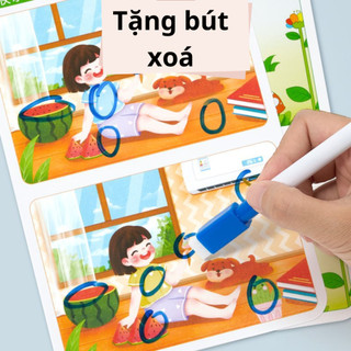 Đồ Chơi Giáo Dục Sách Tìm Điểm Khác Biệt Giữa 2 Bức Ảnh Cho Bé 2-8 Tuổi, Tặng Bút Xoá Rèn Luyện Tư Duy Và Sự Tập Trung