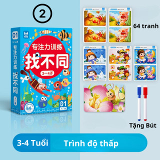 Đồ Chơi Giáo Dục Sách Tìm Điểm Khác Biệt Giữa 2 Bức Ảnh Cho Bé 2-8 Tuổi, Tặng Bút Xoá Rèn Luyện Tư Duy Và Sự Tập Trung