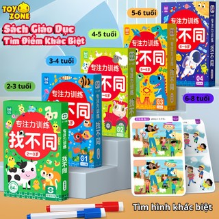 Đồ Chơi Giáo Dục Sách Tìm Điểm Khác Biệt Giữa 2 Bức Ảnh Cho Bé 2-8 Tuổi, Tặng Bút Xoá Rèn Luyện Tư Duy Và Sự Tập Trung