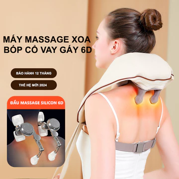 Máy Massage Cổ Vai Gáy Trị Liệu 6D, Gối Mát Xa Cổ Vai Gáy Đa Năng, Dụng Cụ Mát Xa Giảm Đau Nhức Mệt Mỏi