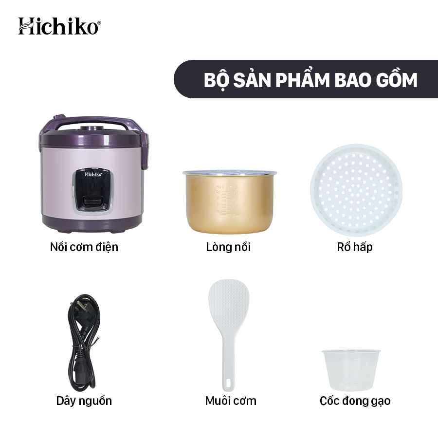 Nồi cơm điện 1.8L Hichiko HC - 1017, dành cho 6-10 người ăn, nồi siêu chống dính, mâm nhiệt dày dặn